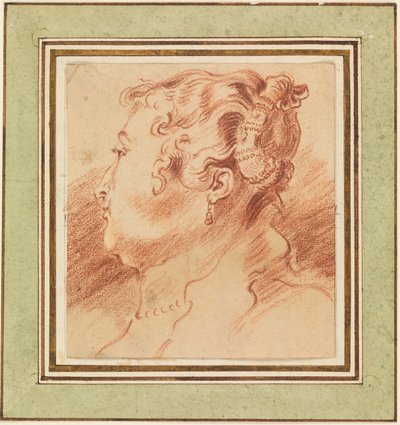 Studie eines Frauenkopfes von Jean Antoine Watteau